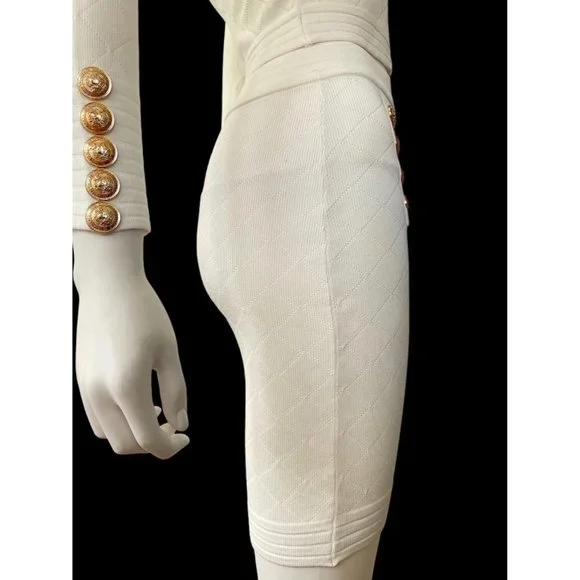 Two-Piece Set Jacket Zip + Mini Skirt White S - Picture 7 of 11